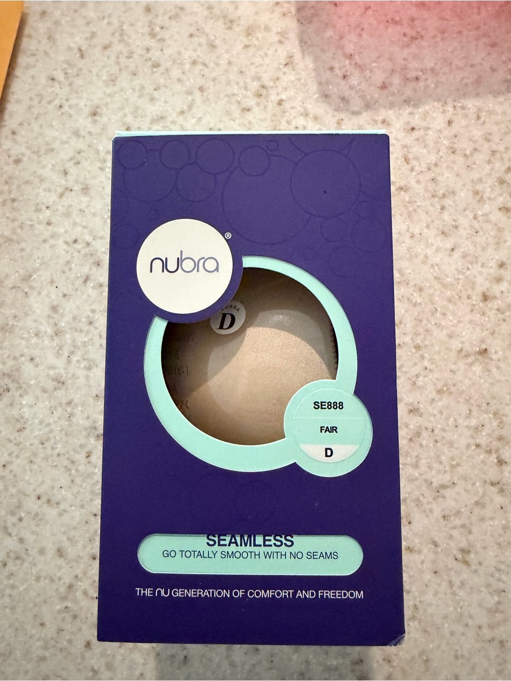 NuBra Seamless Adhesive Bra - Fair Nude (D) in Purple Box